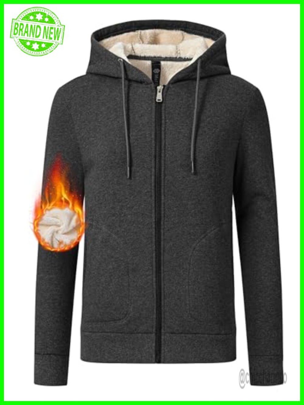 MoFiz Zip Up Hoodie Fleece Sherpa Lined Warm Winter Sweatshirt